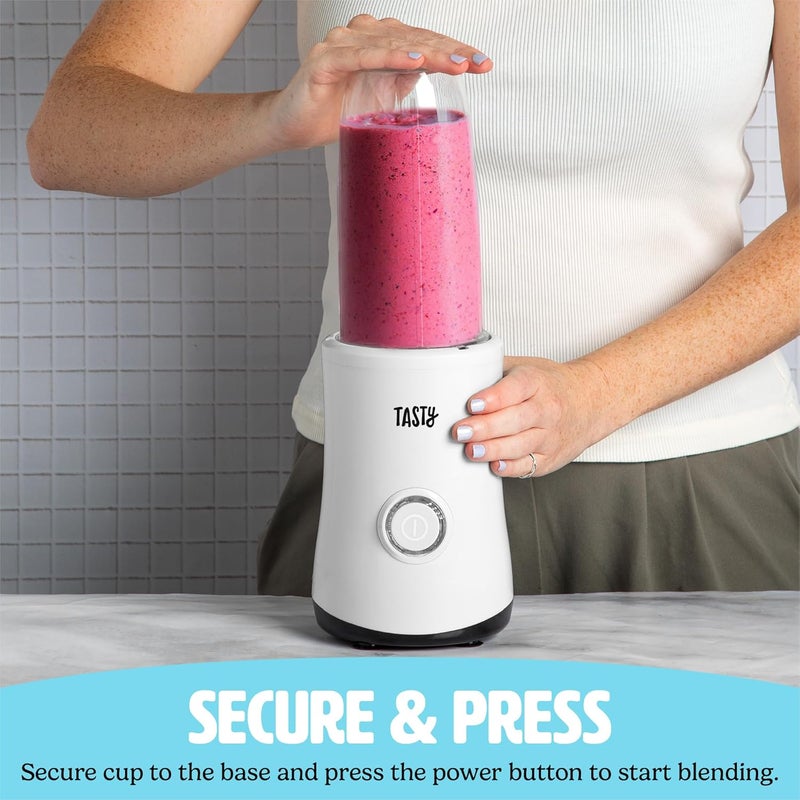 Tasty Personal Blender With Cups, 350W Powerful Blending Motor, 9-Piece Set With 4 Cups & Travel Lid, Compact & Portable, White - Image 3